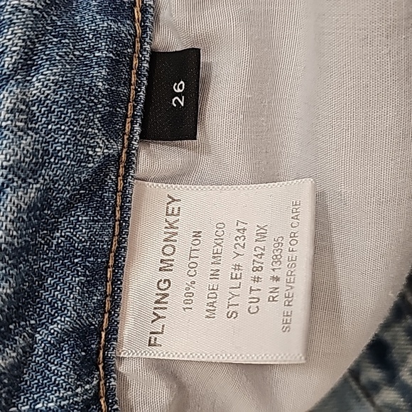 Flying Monkey Distressed Crop Straight Jeans 26 Blue Mid-Rise Denim Pants Y2347 - Picture 10 of 14